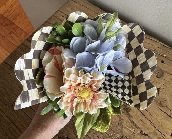 MacKenzie-Childs Silk Spring Nosegay Bouquet Courtly Check