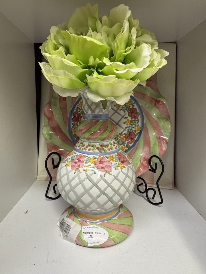 MacKenzie Childs Taylor Glen Park Bud Vase Ceramic Aurora New- Retired Pattern