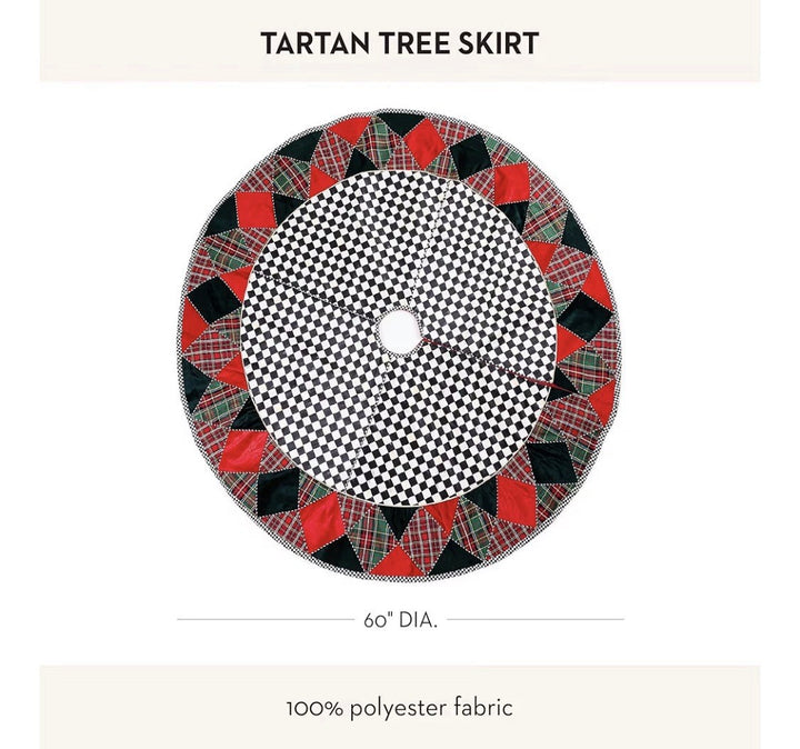 MACKENZIE-CHILDS Harlequin TARTASTIC TARTAN TREE SKIRT,NEW 60”