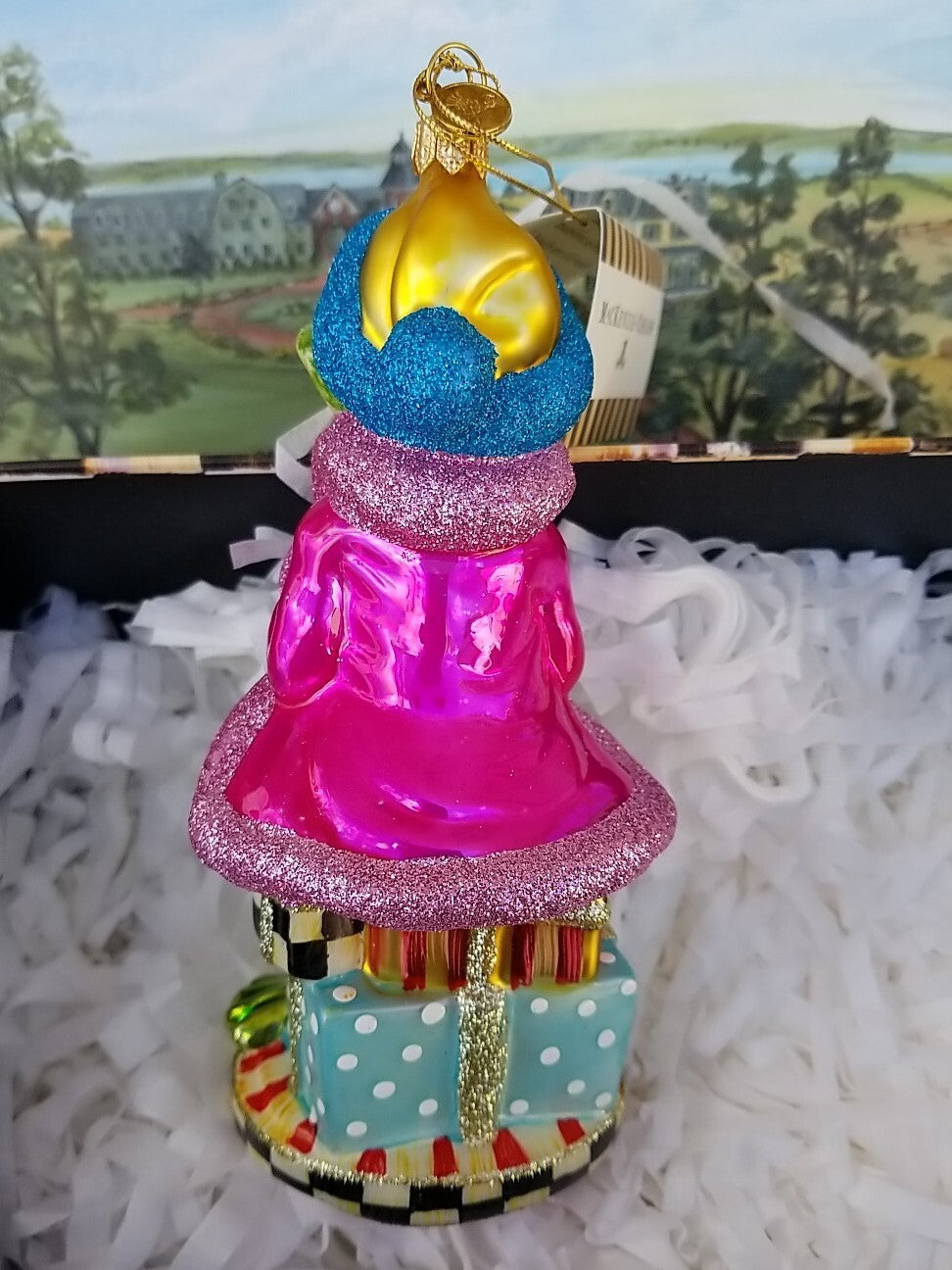 MacKenzie Childs Granny Kitsch FROG Christmas Ornament- New In Box