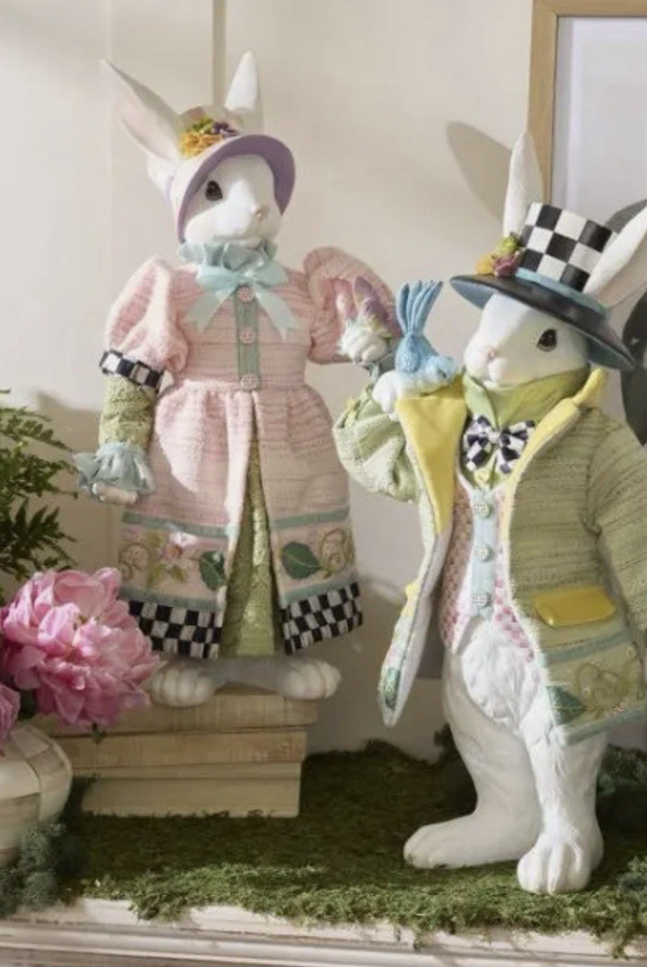 MacKenzie-Childs Frolic Spring Mrs Rabbit With Butterfly 20” Tall