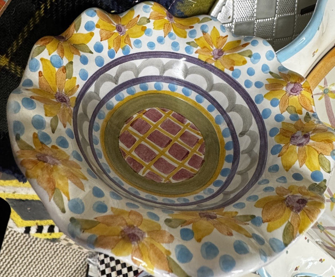 Mackenzie Childs Fluted Pedestal  Mini Taylor Fran Compote 4" Tall Retire