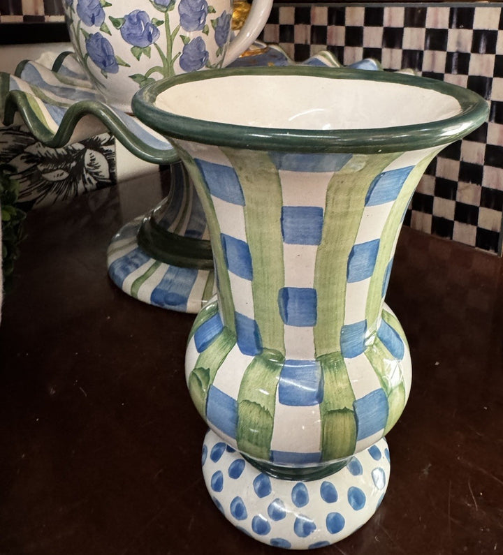 Mackenzie Childs  Paper And Pencil  Vase Ceramic Aurora New Retired Pattern