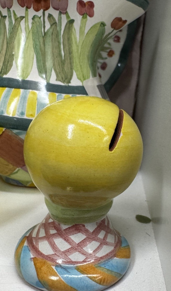 MacKenzie Childs Name Card Holder - Vintage Yellow