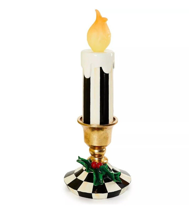 Mackenzie Childs Courtly Check Illuminated Small Trophy Huge Candle 30.5” Tall