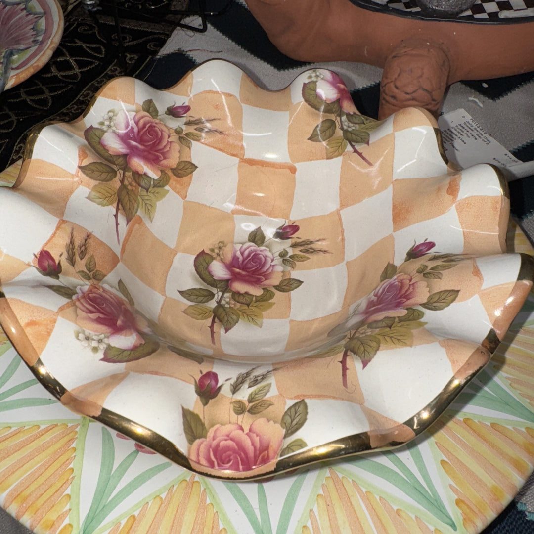 Mackenzie Childs Orange Marmelade Honeymoon  Fluted  Breakfast bowl 8.5” Ceramic