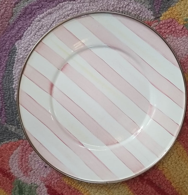 MACKENZIE CHILDS Pink Stripe Bathing Hut- PLATE 8" Enamel- One -retired
