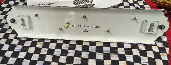 Mackenzie Childs Enamel Metal White Flower Market Key Park Holder Retired Nib