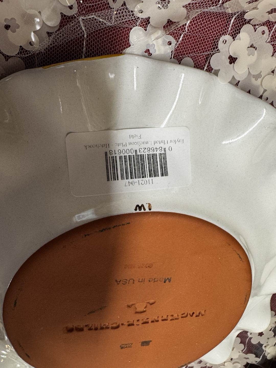 Mackenzie Childs Taylor fluted Hitchcock Field luncheon plate NEW 9” Ceramic