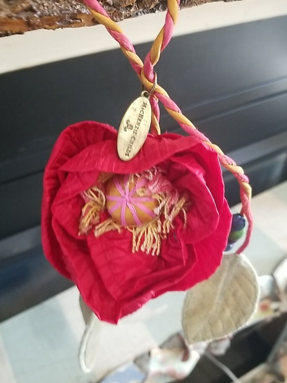 Mackenzie childs Wired Poppy Napkin Or Curtain Holder Set Of 2 -15"L