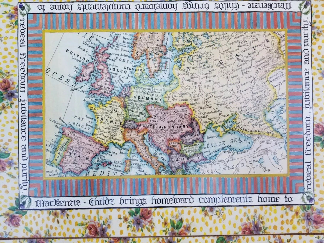 MacKenzie Childs Cork Back GLOBAL MISSION MAPS Placemats Set Of 4