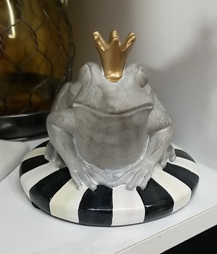 One Retired Mackenzie Childs FROG PLANT HOLDER  w/ Courtly Stripe