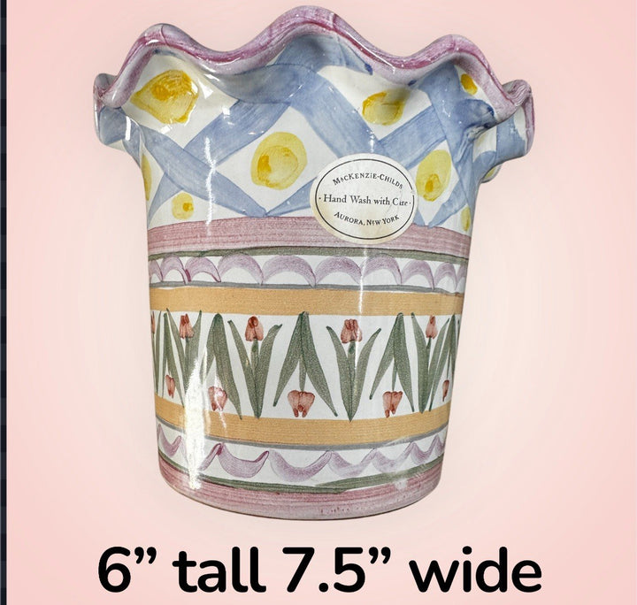 Mackenzie Childs Fluted Ruffled Ceramic Planter Pot  Taylor Aalsmeer