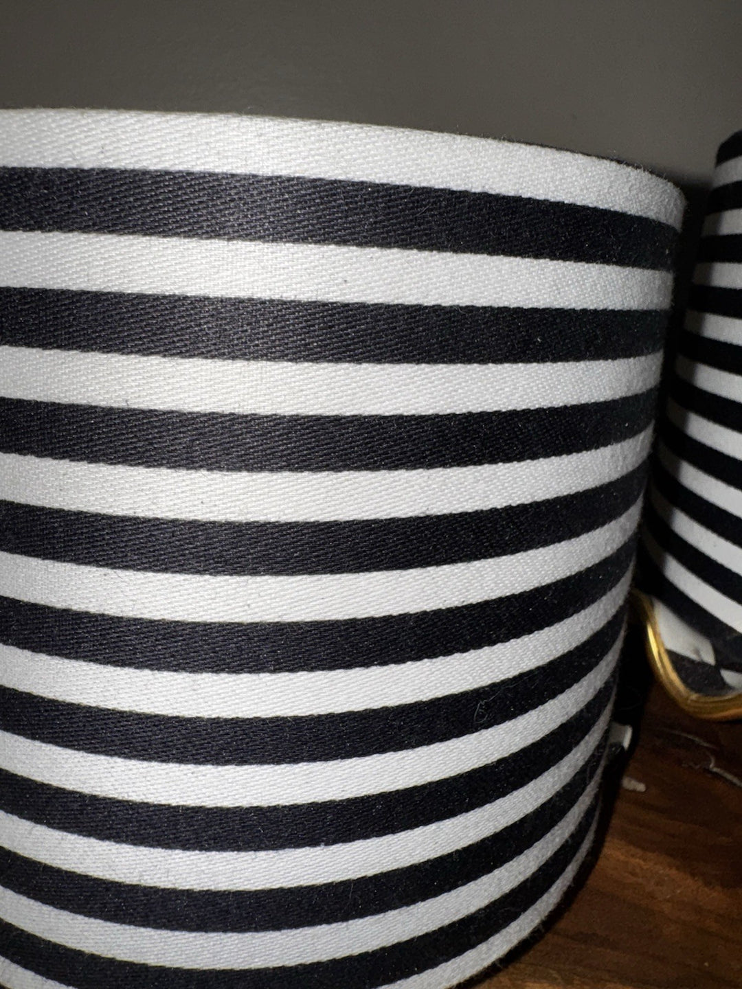 6 Inch Stripe Black And White Barrel Drum Clip on Chandelier Lampshade Set 2