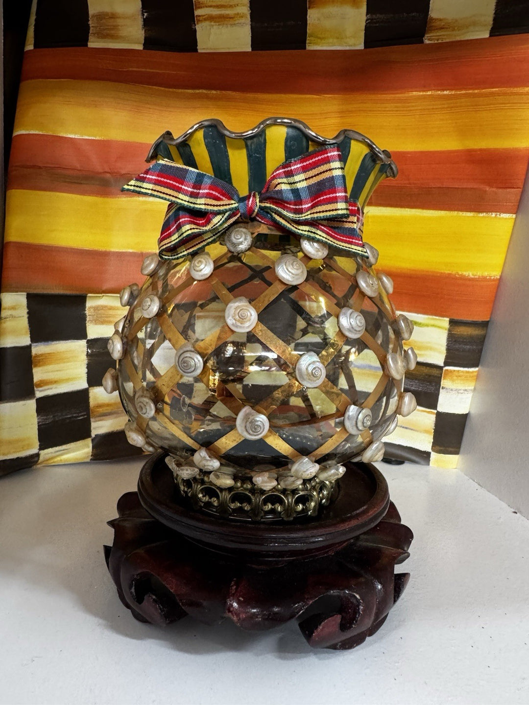 MacKenzie Childs Fairy Glass Lamp Shade Shells 5” Tall- Excellent