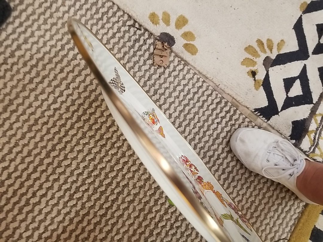 Mackenzie Childs Butterfly Garden Serving Platter - White New Enamel- Retired