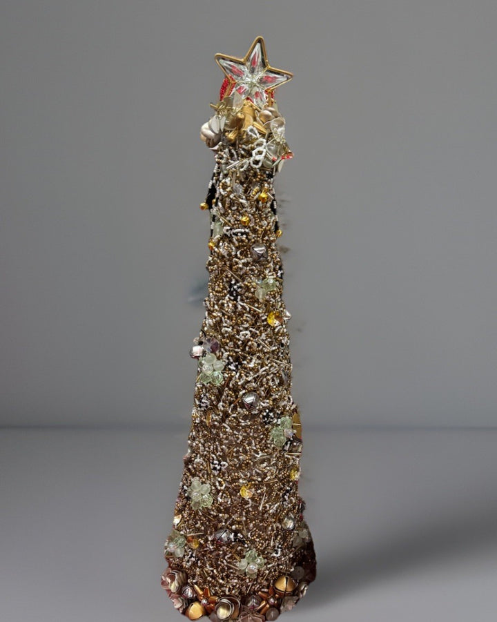 MACKENZIE Childs Snowfall  BEADED CHRISTMAS TREE Small  18” TALL NEW