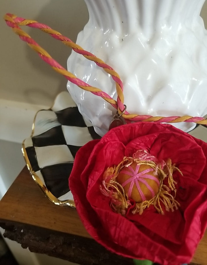 Mackenzie childs Wired Poppy Napkin Or Curtain Holder Set Of 2 -15"L