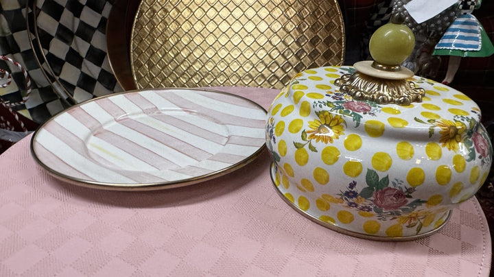 MacKenzie-Childs Bathing Hut Plate & Buttercup Dome Lid- Great Condition