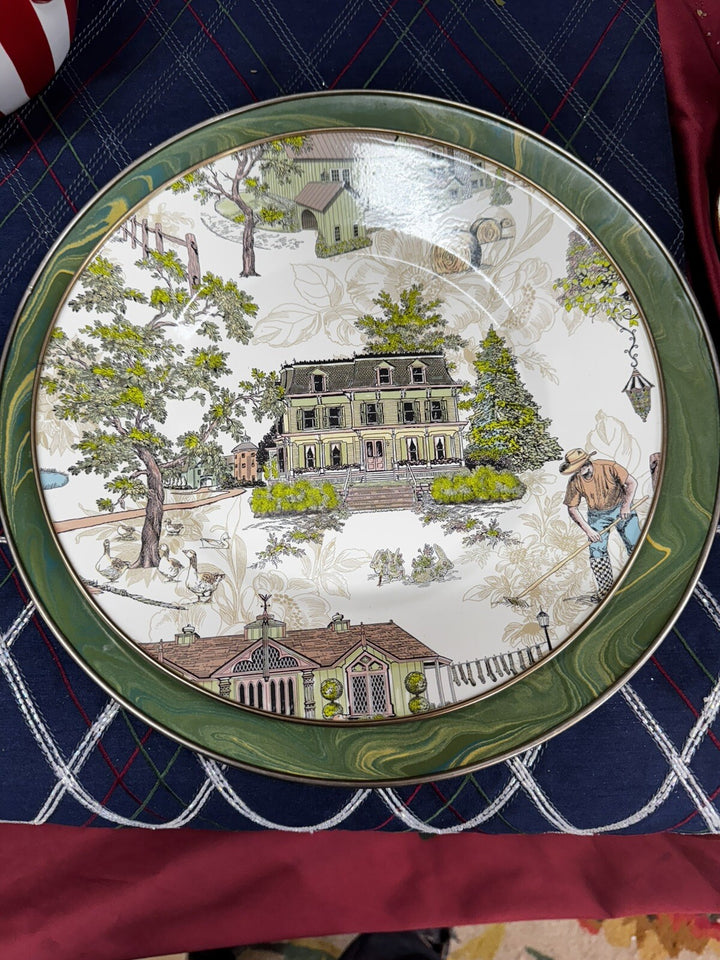 Mackenzie Childs  1-Retired Aurora 10” Dinner Plate Metal Enamel Farmhouse Farm
