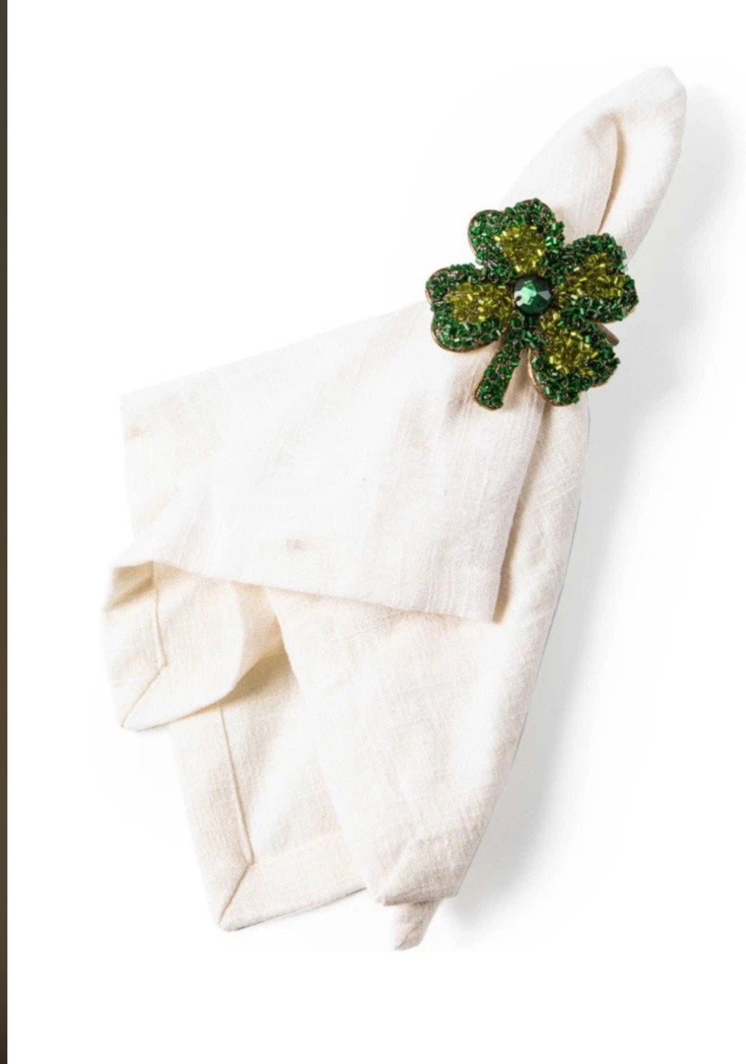 One MacKENZIE CHILDS LUCKY CLOVER BEADED NAPKIN RING New