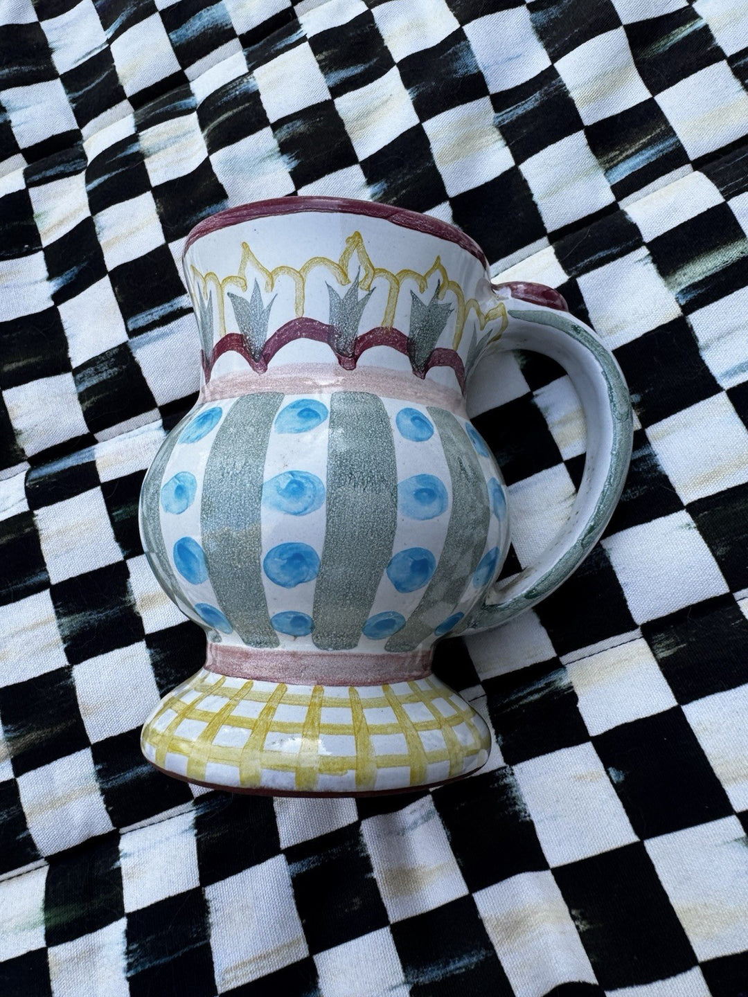 Mackenzie Childs Pottery Mug with Thumbprint 5" Tall Taylor Madison 2003