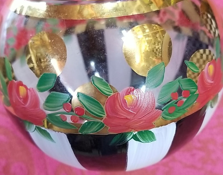 MacKenzie Childs Heirloom Black White Circus Heirloom Medium Votive Holder 4.5"