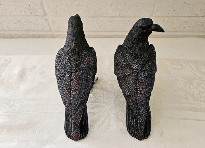 MacKenzie Childs courtly check Spellbound Ravens set of 2, 9"L 5.25H NEW in Box