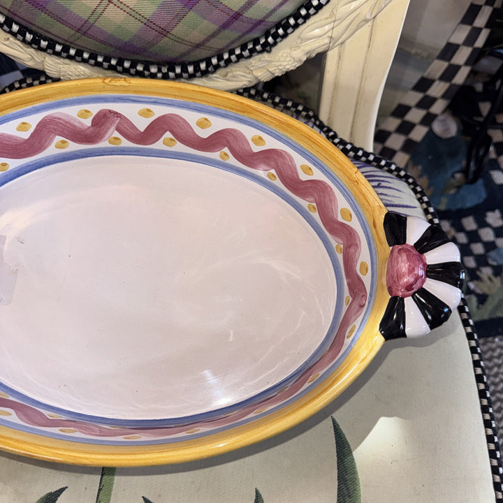 Mackenzie Childs RETIRED PICCADILLY Au Gratin 16”Casserole Oval Baking Dish NEW