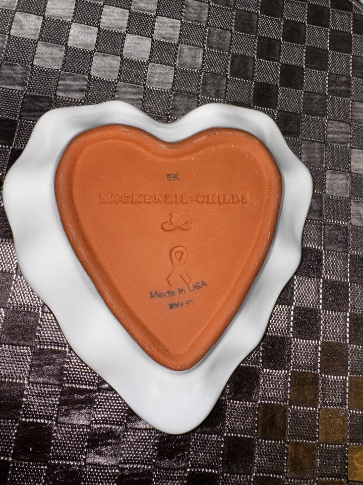 Brand New MACKENZIE CHILDS Hope Heart Limited Edition Breast Cancer Plate.