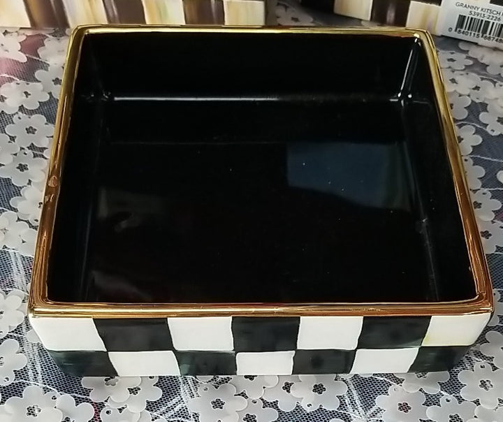 MACKENZIE CHILDS  Cocktail Napkin Holder In Courtly Check- Base