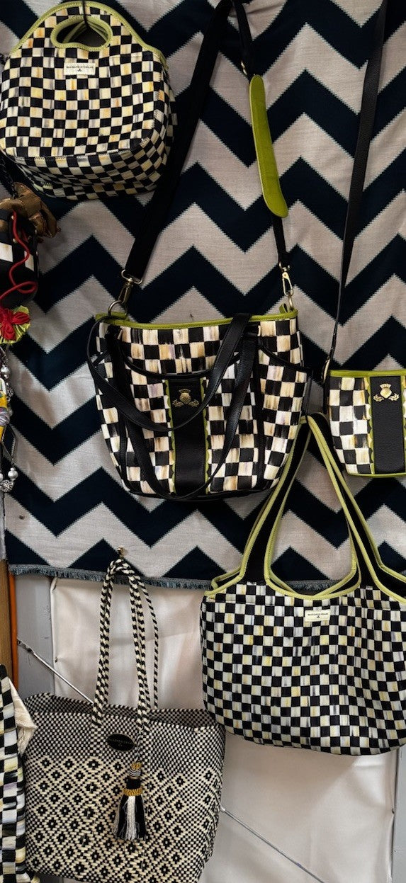 MacKenzie Childs Courtly Check Neoprene Lunch Tote Bag