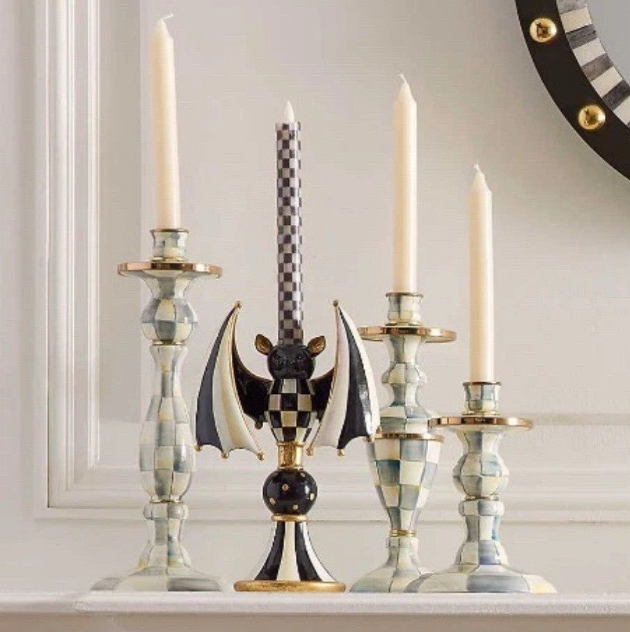 NEW Mackenzie Childs COURTLY CHECK BAT CANDLE HOLDER  Wonderful M-C Whimsy