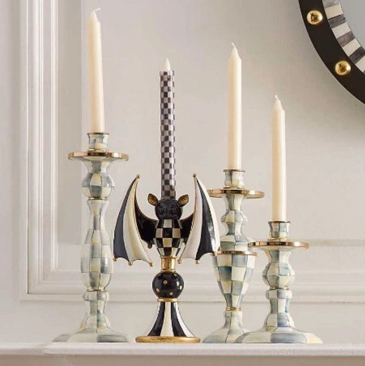 NEW Mackenzie Childs COURTLY CHECK BAT CANDLE HOLDER  Wonderful M-C Whimsy
