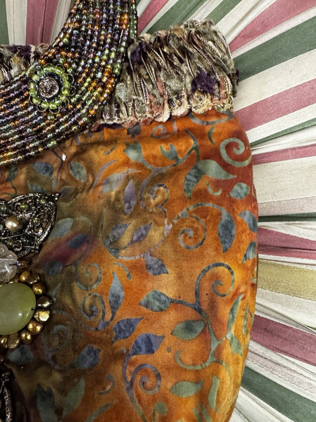 Mary Frances  Silk Copper Beaded Vintage Handbag