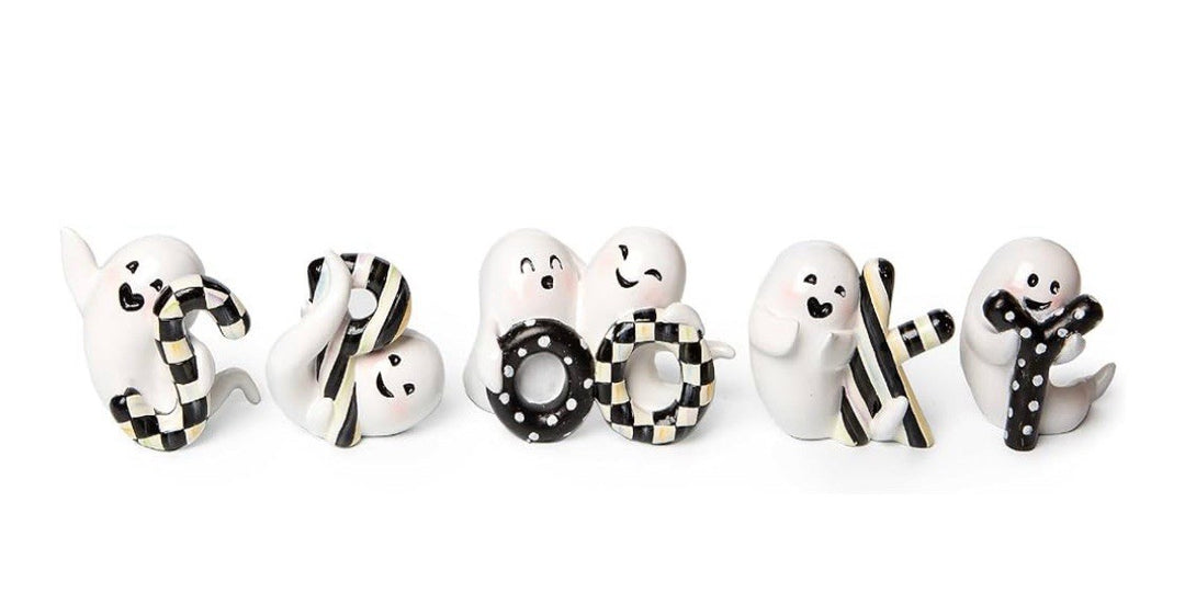 MACKENZIE CHILDS “spooky” Resin Ghost  Decor Set, New