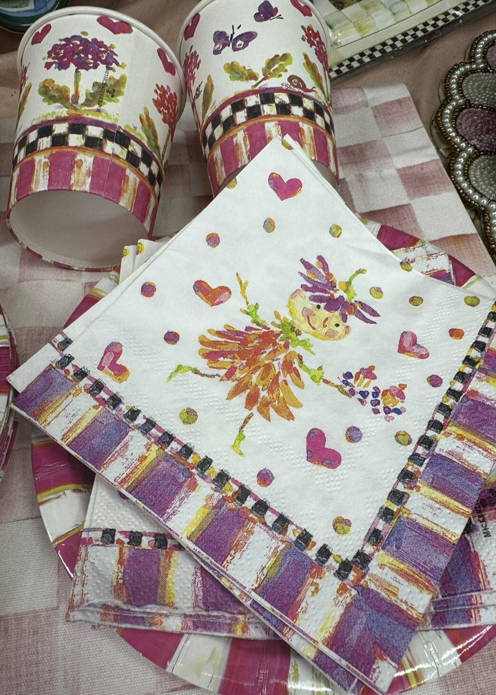 Mackenzie Childs Pixie Party For 12 - 12 Cups, 12 Plates - 20 Napkins - New