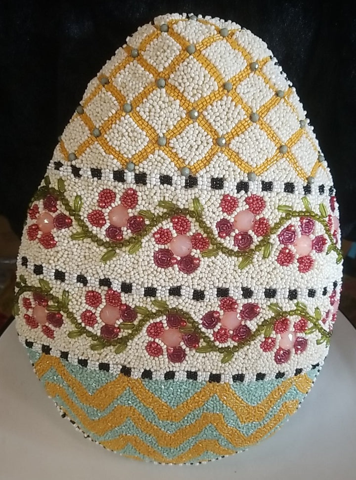 MACKENZIE CHILDS HITCHCOCK FIELD EASTER EGG PILLOW Beaded
