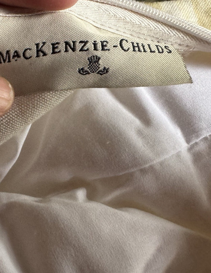 Mackenzie Childs Parchment Check & Parchment Stripe Down Pillow- Retired