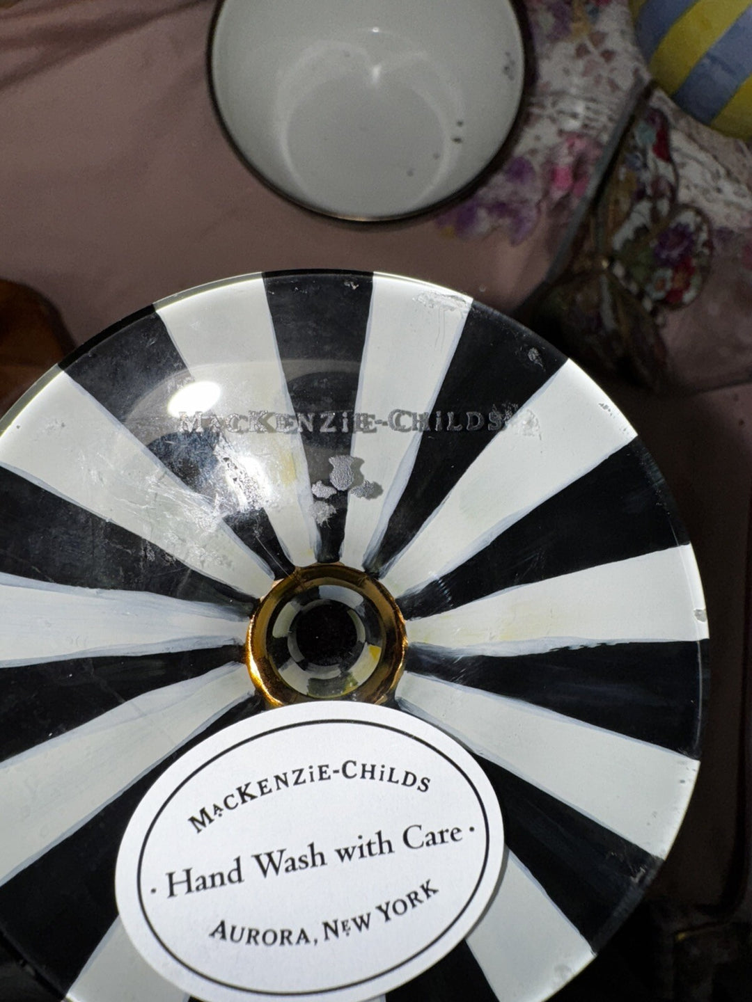 MACKENZIE CHILDS One Glass GELATIN STRADA Champagne Flute Hand Blown And Fumed