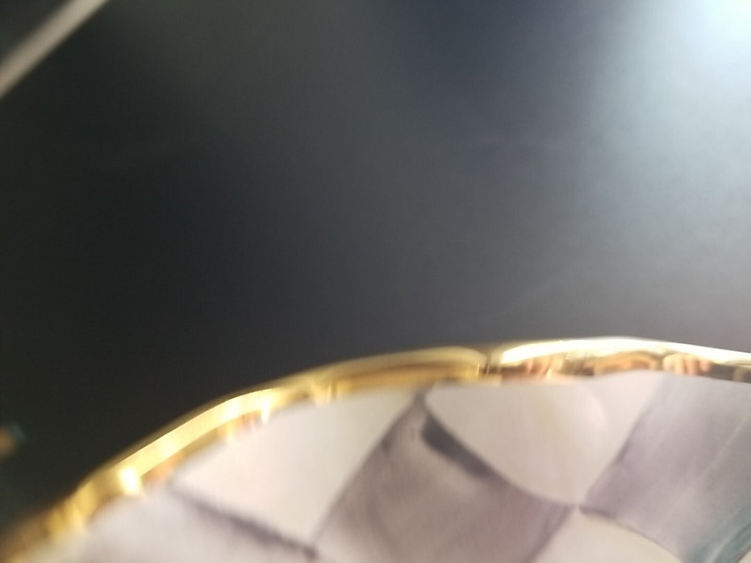 Mackenzie Childs STERLING Check Ceramic 11” Dinner Plate Fluted W/Gold Trim