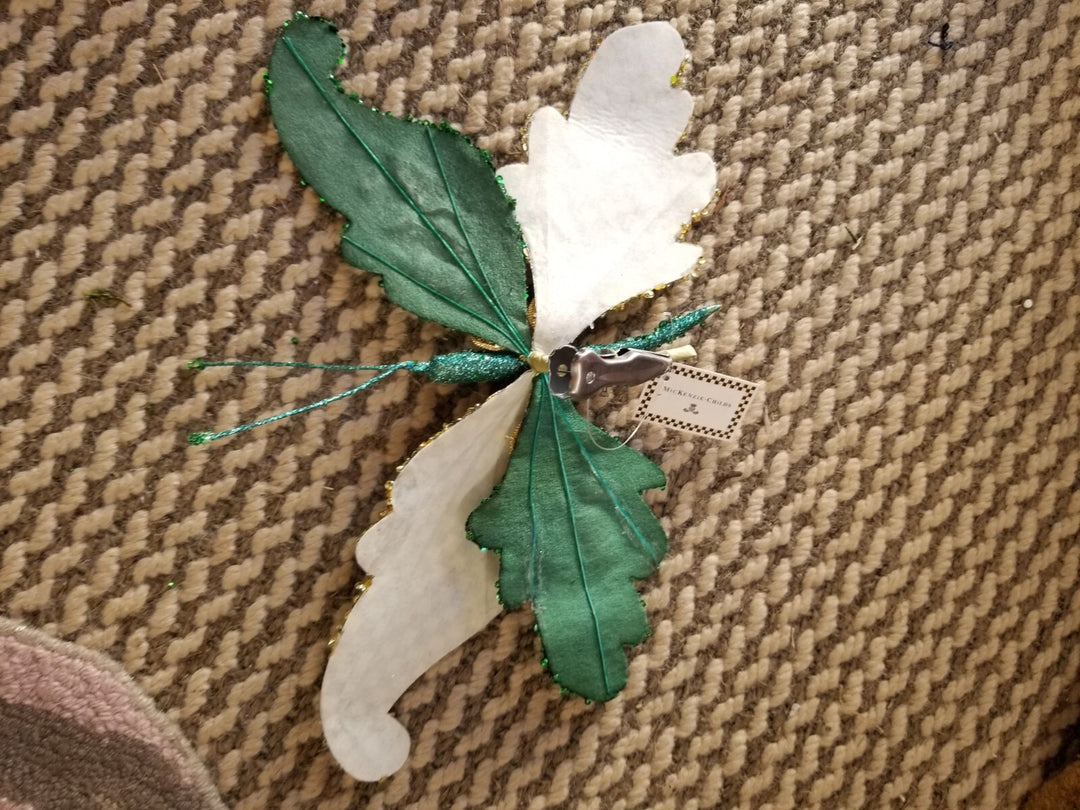 Mackenzie Childs Christmas Magic Butterfly Clips Green And Courtly Check
