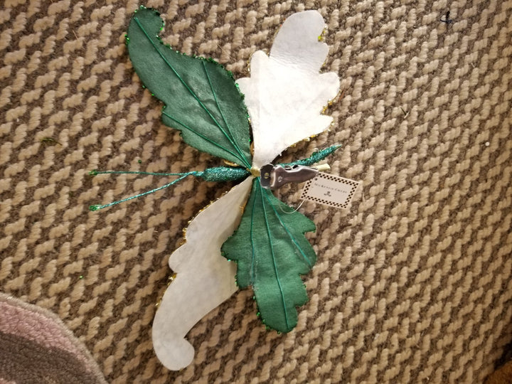 Mackenzie Childs Christmas Magic Butterfly Clips Green And Courtly Check