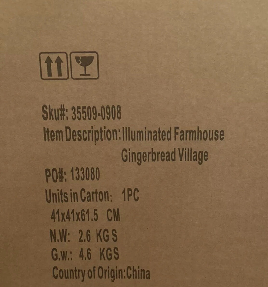 Mackenzie Childs Illuminated Farmhouse Gingerbread Village New In The Box