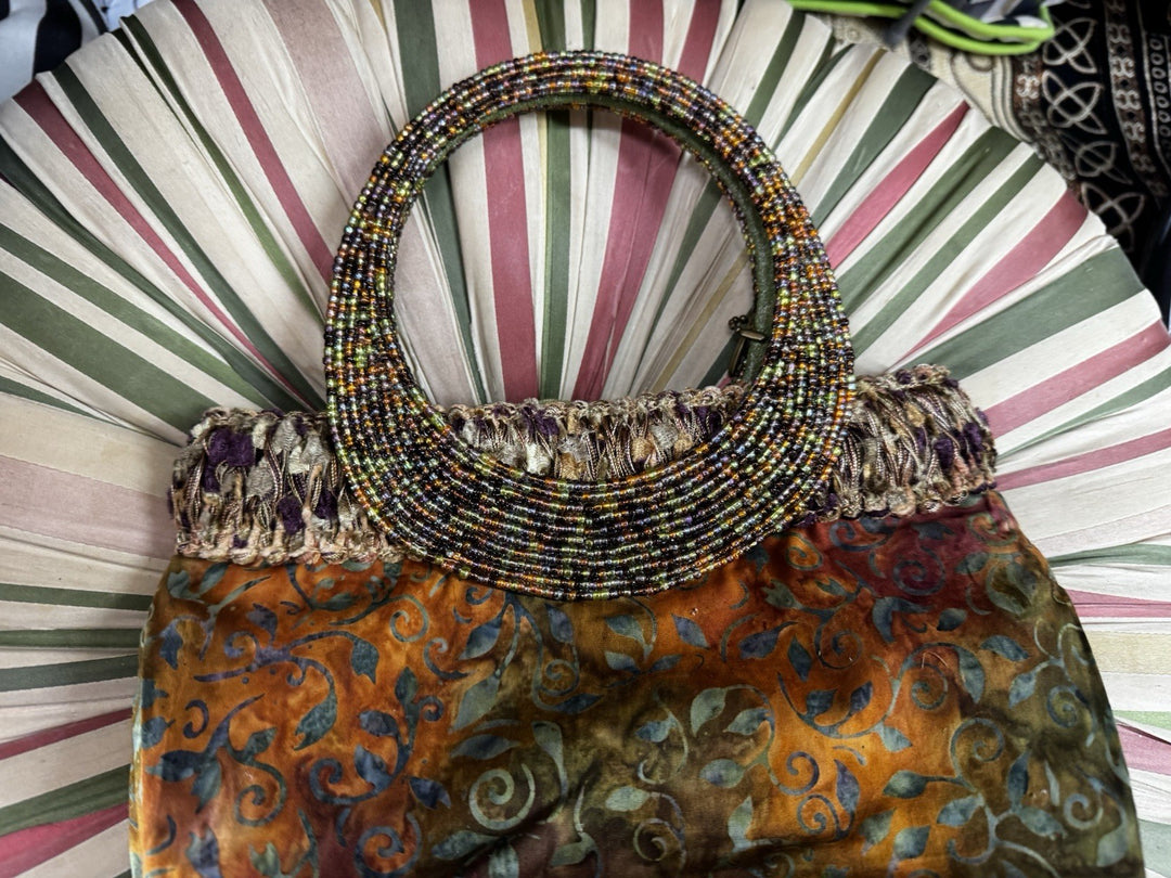 Mary Frances  Silk Copper Beaded Vintage Handbag