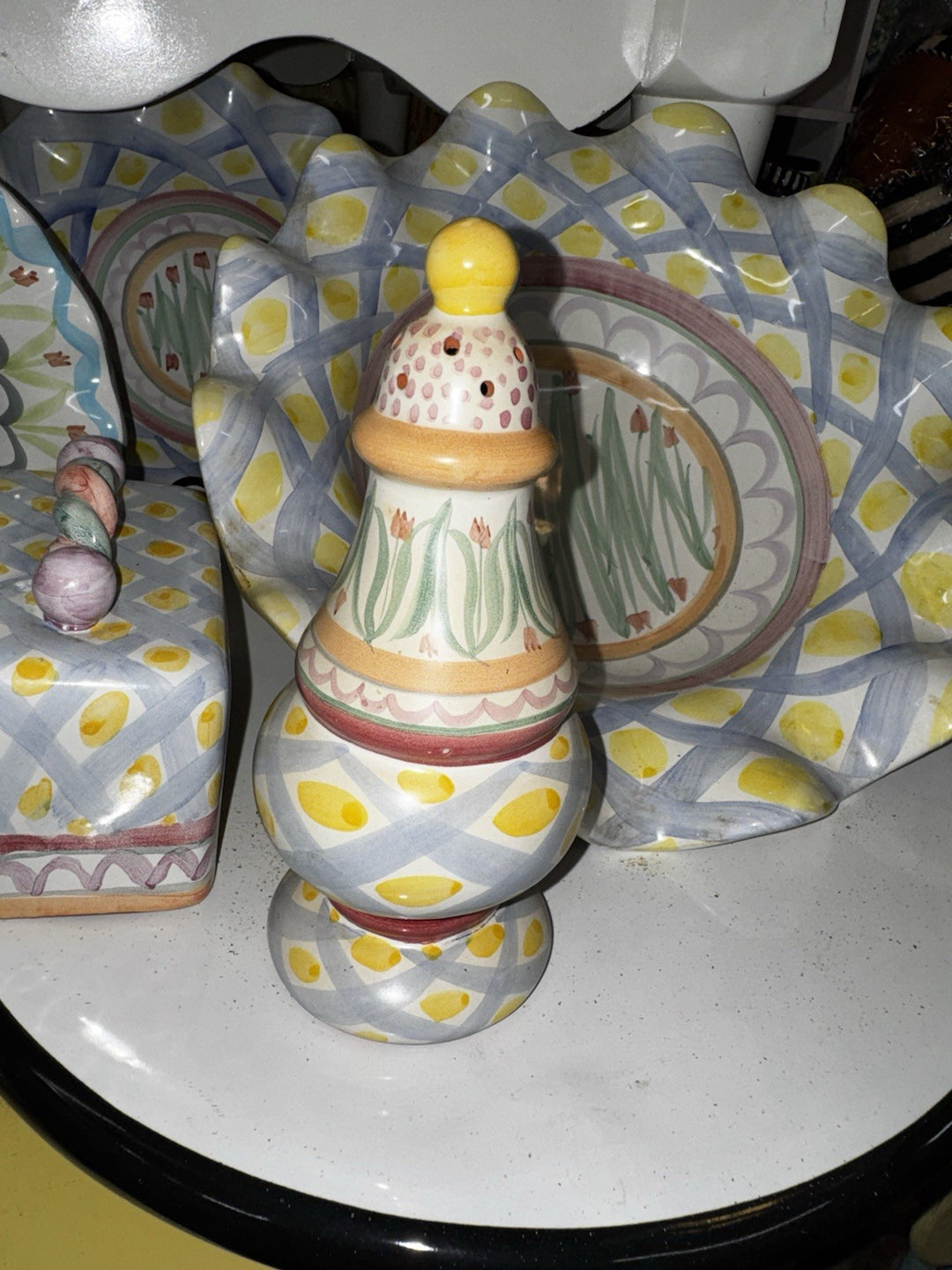MacKenzie Childs Aalsmeer   Taylor  Ceramic Sugar Shaker Made in Aurora