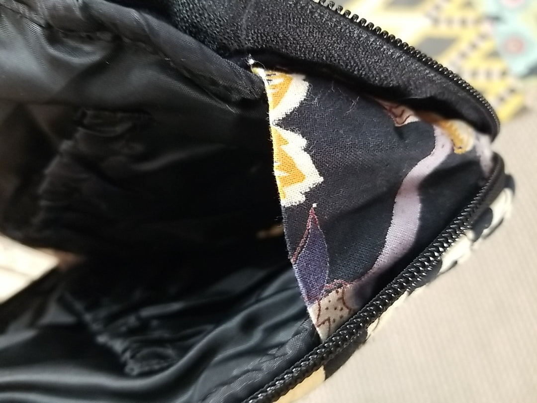 mackenzie childs Vendage  1/2 Moon Bag 10" X 8"- Retired Pattern 2 inside pocket