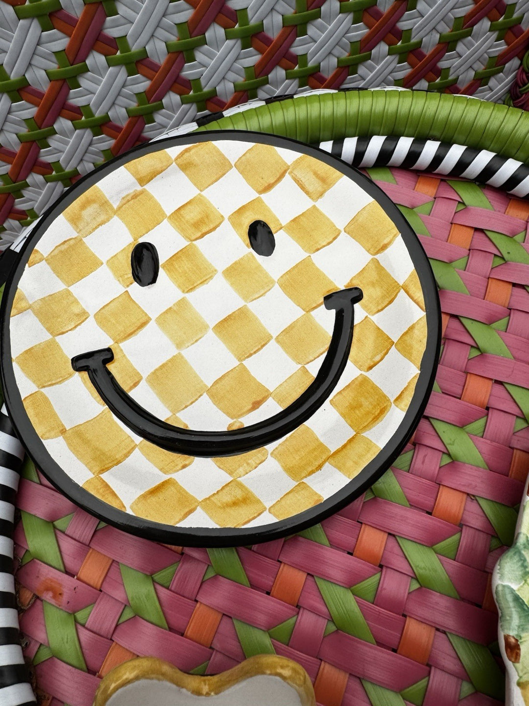 MACKENZIE CHILDS 8” Smiley Face Plate Made In Aurora - Never Released Limited