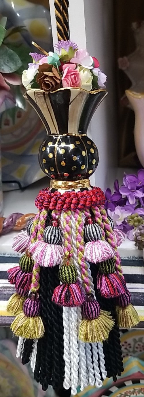 MacKenzie Childs Botanica Ceramic Tassel-new