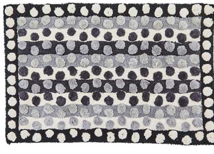 MACKENZIE CHILDS Stripe And Dot Grey BATH RUG 24" W x 36"  NIB